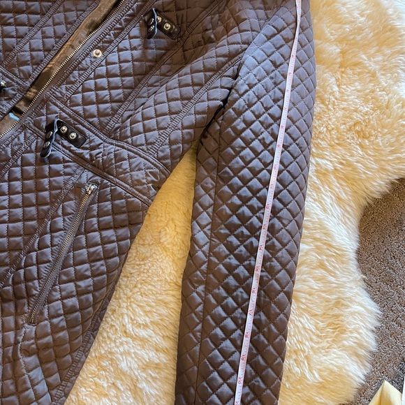 Ivanka Trump Brown Polyester Faux Fur Hood Zip Quilted Hooded Jacket Coat - Picture 5 of 16